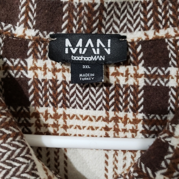 Boohoo Brown and Cream Checkered Shirt - Picture 4 of 6